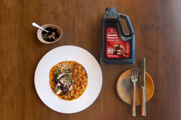 Li’s Grilled Octopus with Cannellini Fabada and Yuzu-Piquillo Coulis