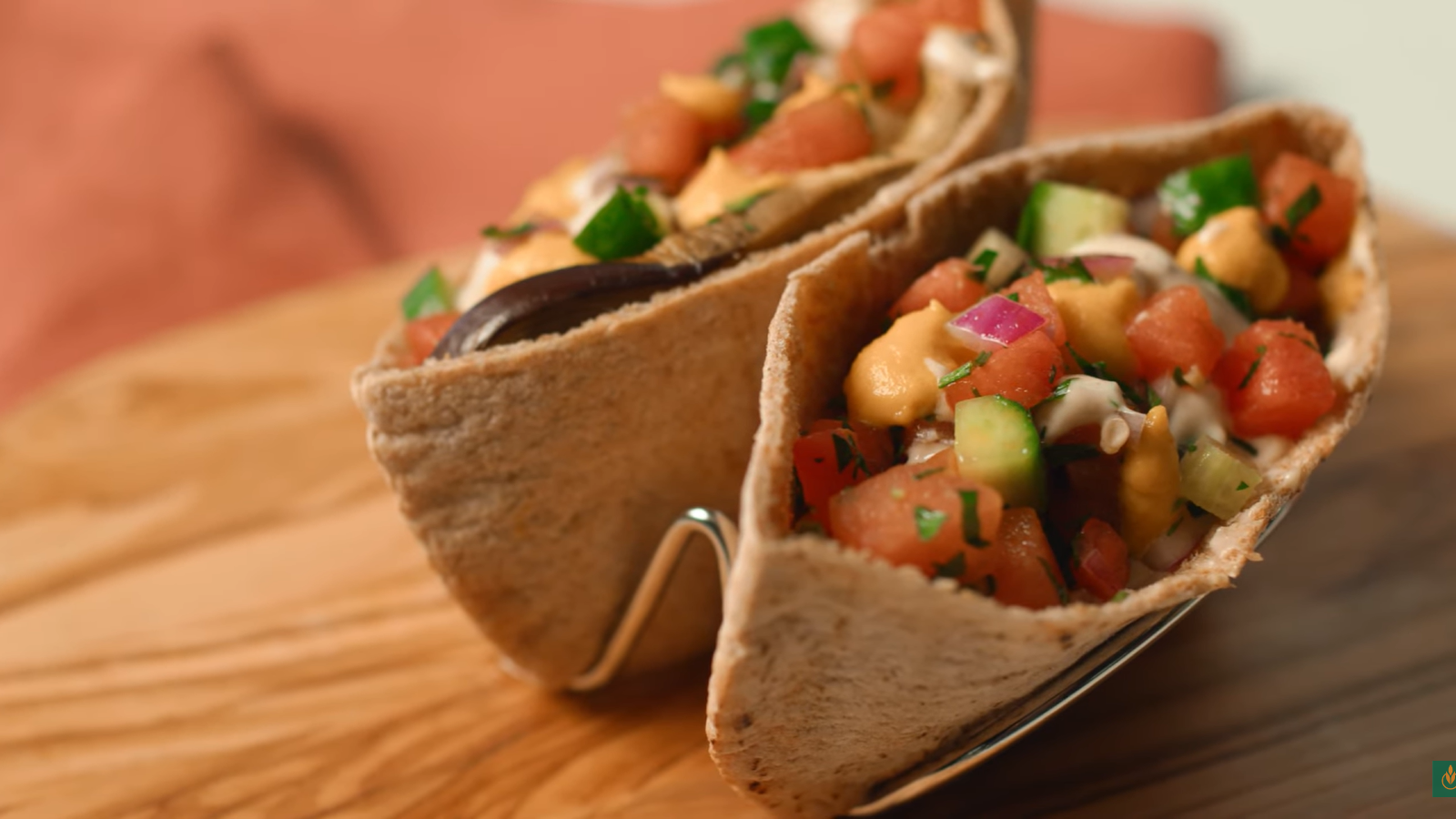 Sabich with Watermelon Salad and Watermelon Rind Amba